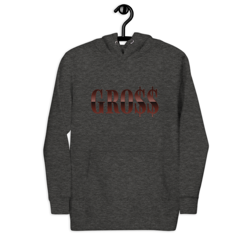 GRO$$ (CHOCOLATE) Unisex Hoodie (CHARCOAL HEATHER GREY)