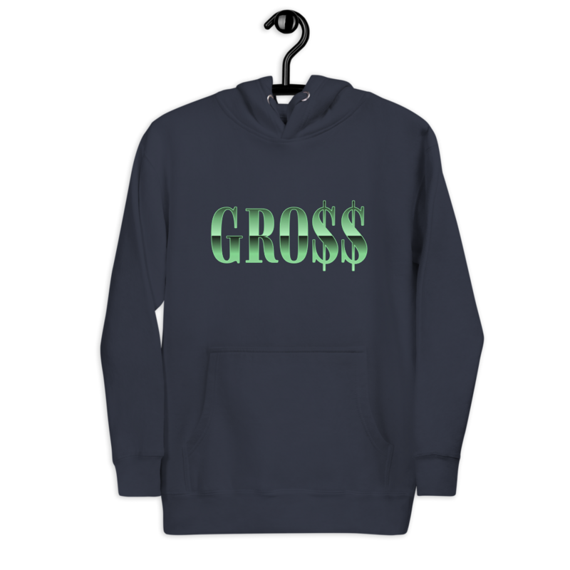 GRO$$ (KIWI GREEN) Unisex Hoodie (NAVY BLAZER BLUE)