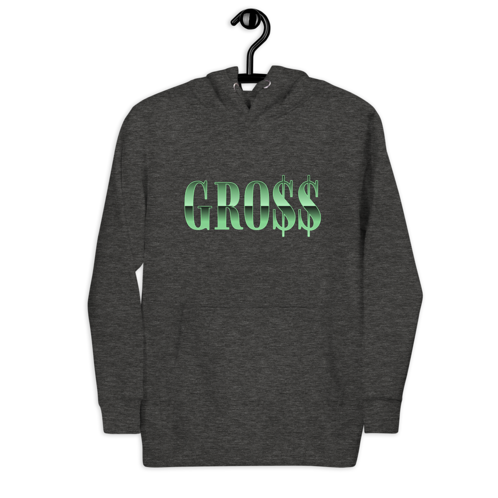 GRO$$ (KIWI GREEN) Unisex Hoodie (CHARCOAL HEATHER GREY)