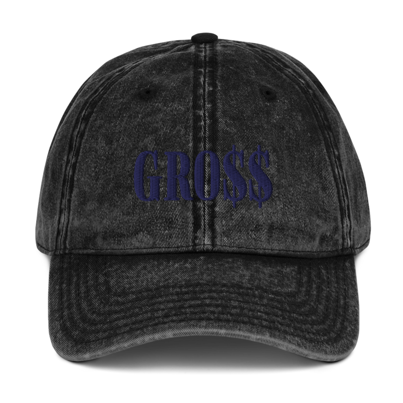 GRO$$ (NAVY BLUE) Vintage Cotton Twill Cap (BLACK)