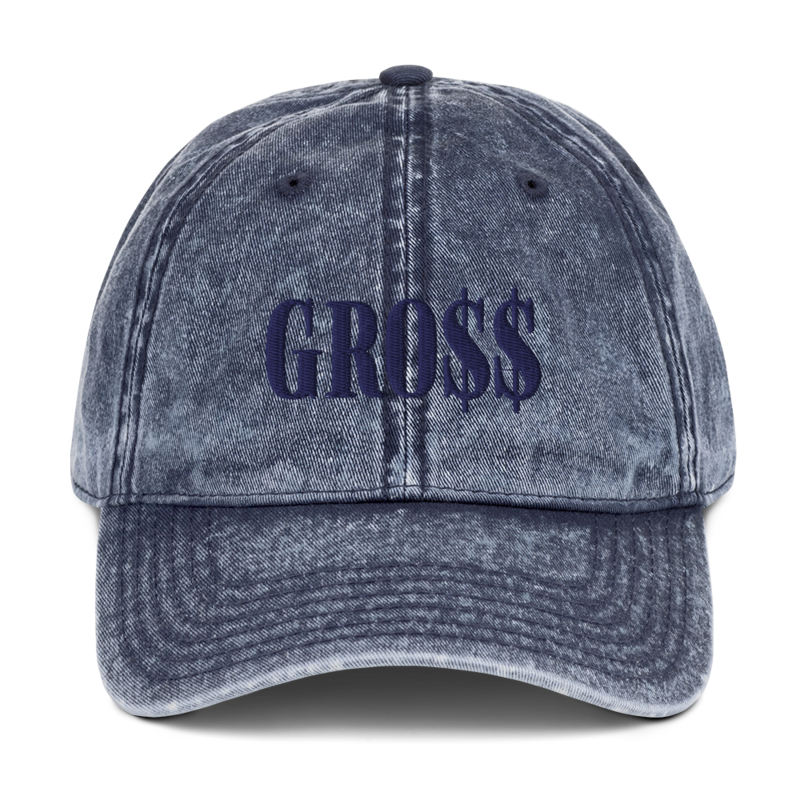 GRO$$ (NAVY BLUE) Vintage Cotton Twill Cap (NAVY BLUE)