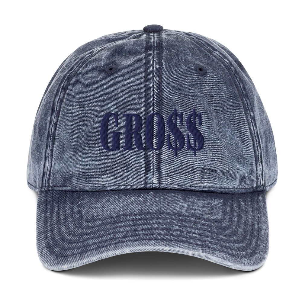 GRO$$ (NAVY BLUE) Vintage Cotton Twill Cap (NAVY BLUE)