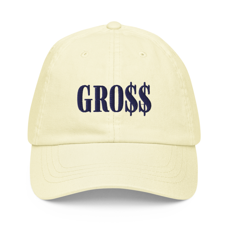 GRO$$ (NAVY BLUE) Pastel baseball hat (PASTEL LEMON YELLOW)