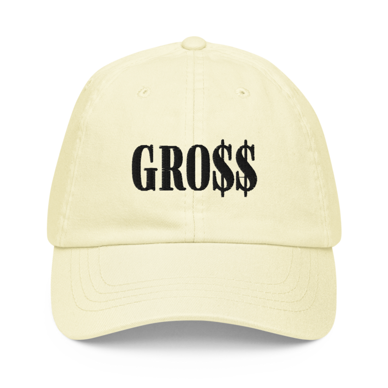 GRO$$ (BLACK) Pastel baseball hat (PASTEL LEMON YELLOW)