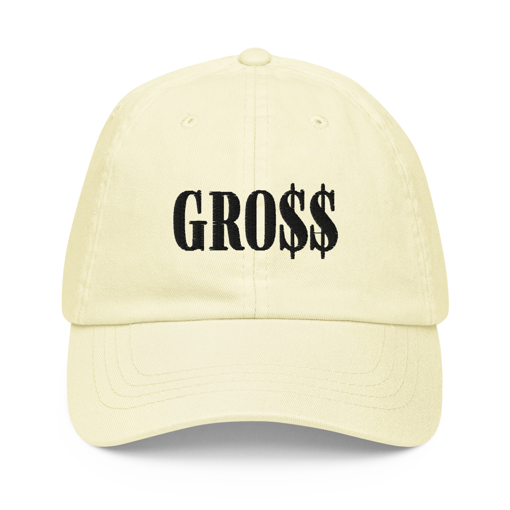 GRO$$ (BLACK) Pastel baseball hat (PASTEL LEMON YELLOW)