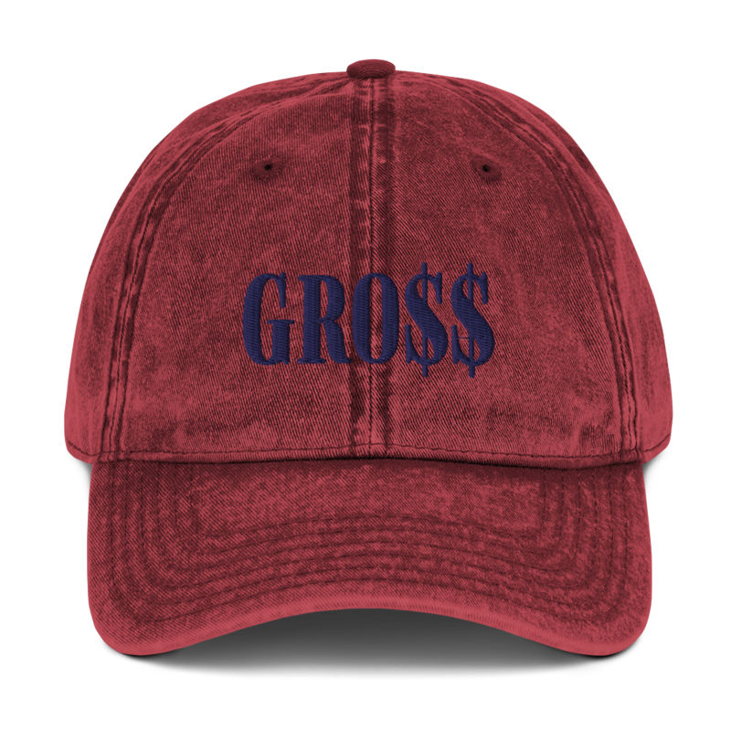 GRO$$ (NAVY BLUE) Vintage Cotton Twill Cap (MAROON)