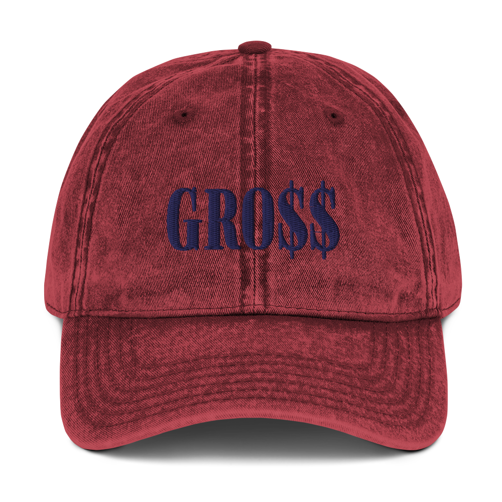 GRO$$ (NAVY BLUE) Vintage Cotton Twill Cap (MAROON)