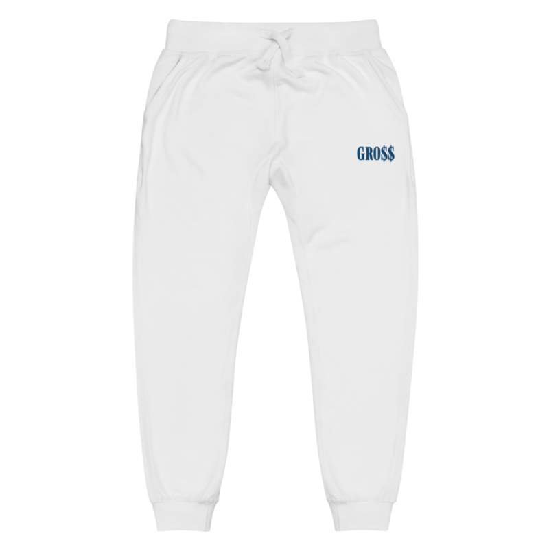 GRO$$ (ROYAL BLUE) Unisex fleece sweatpants (WHITE)