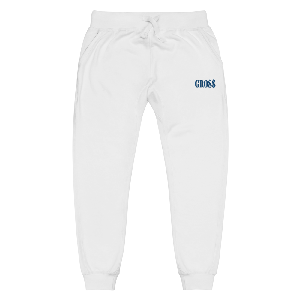 GRO$$ (ROYAL BLUE) Unisex fleece sweatpants (WHITE)
