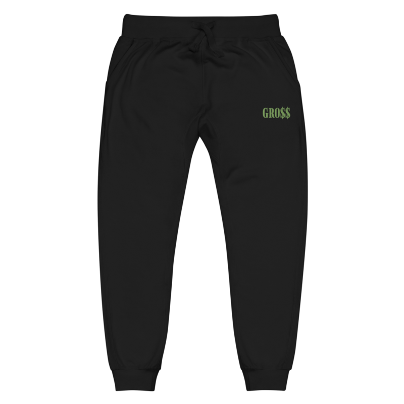 GRO$$ (KIWI GREEN) Unisex fleece sweatpants (BLACK)