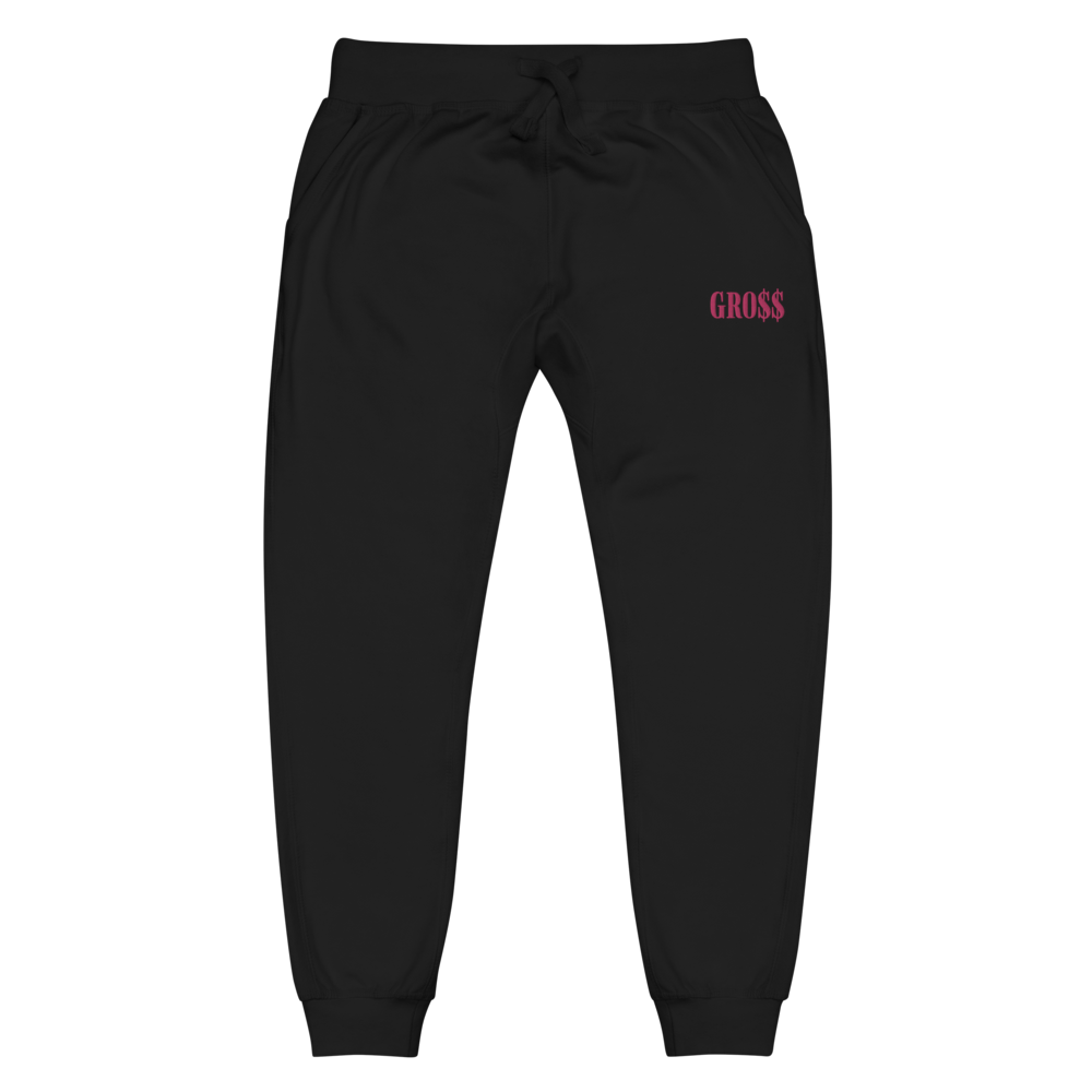 GRO$$ (PINK) Unisex fleece sweatpants (BLACK)