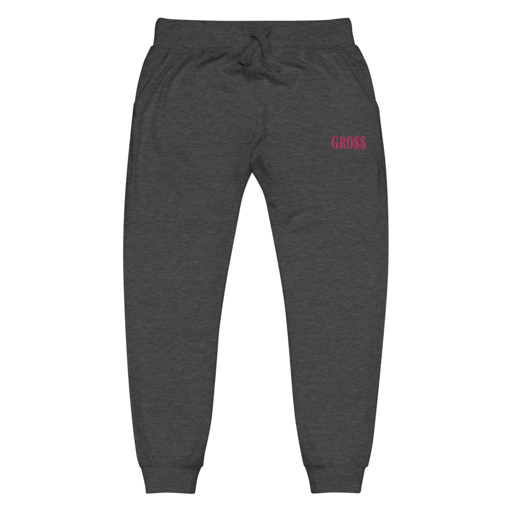 GRO$$ (PINK) Unisex fleece sweatpants (CHARCOAL HEATHER GREY)