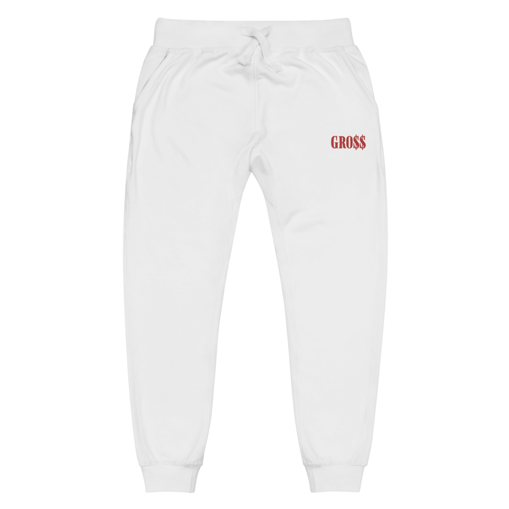 GRO$$ (RED) Unisex fleece sweatpants (WHITE)