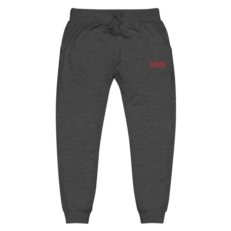GRO$$ (RED) Unisex fleece sweatpants (CHARCOAL HEATHER GREY)