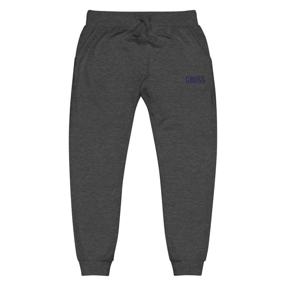 GRO$$ (NAVY BLUE) Unisex fleece sweatpants (CHARCOAL HEATHER GREY)
