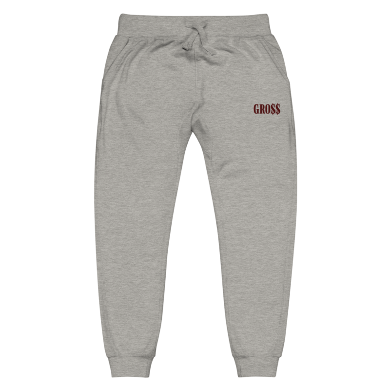 GRO$$ (MAROON) Unisex fleece sweatpants (CARBON GREY)