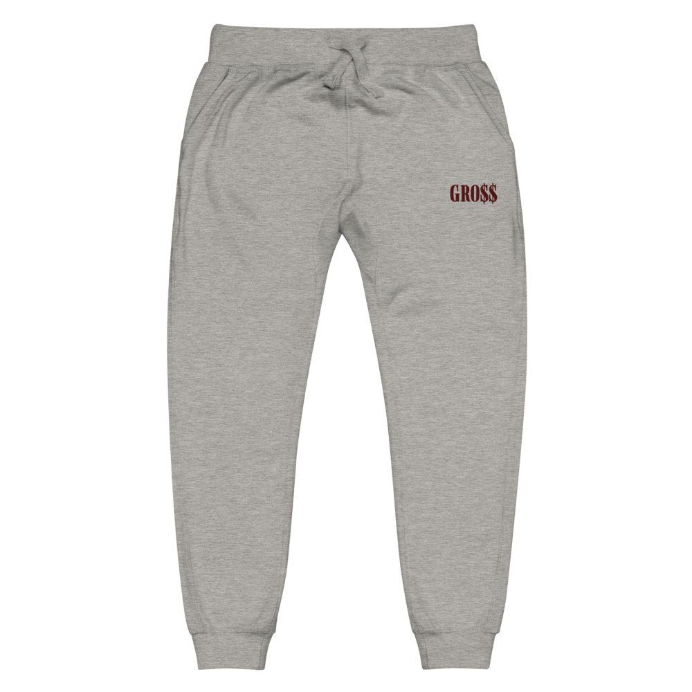 GRO$$ (MAROON) Unisex fleece sweatpants (CARBON GREY)