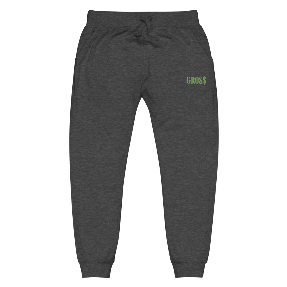 GRO$$ (KIWI GREEN) Unisex fleece sweatpants (CHARCOAL HEATHER GREY)