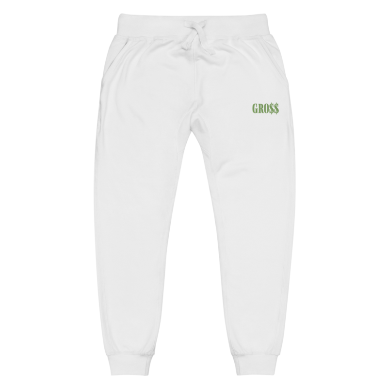 GRO$$ (KIWI GREEN) Unisex fleece sweatpants (WHITE)