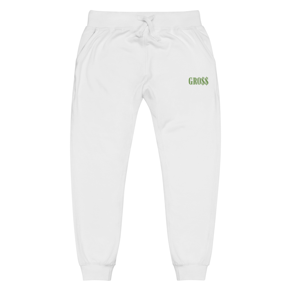 GRO$$ (KIWI GREEN) Unisex fleece sweatpants (WHITE)