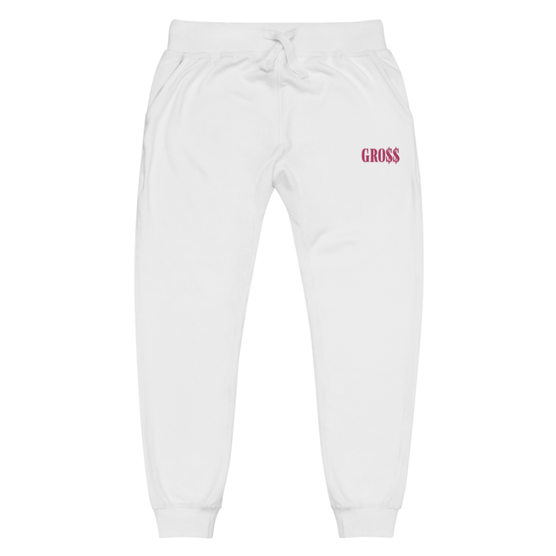 GRO$$ (PINK) Unisex fleece sweatpants (WHITE)