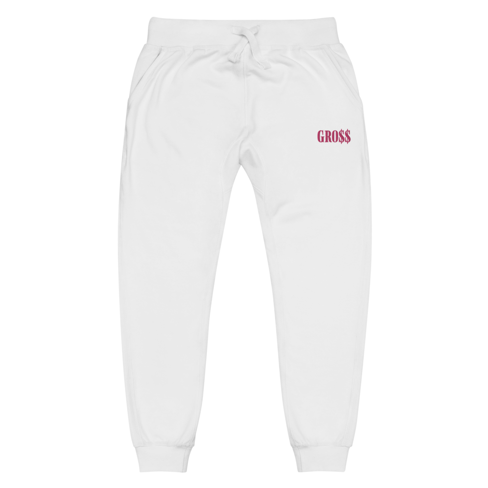 GRO$$ (PINK) Unisex fleece sweatpants (WHITE)