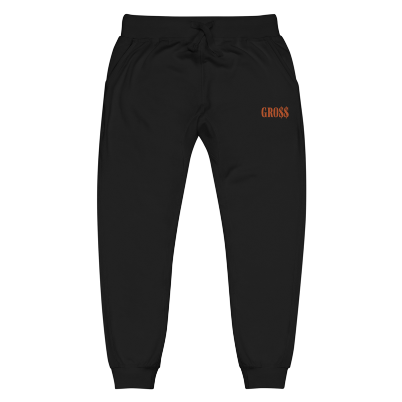 GRO$$ (ORANGE) Unisex fleece sweatpants (BLACK)