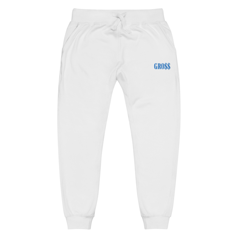 GRO$$ (BAE BLUE) Unisex fleece sweatpants (WHITE)