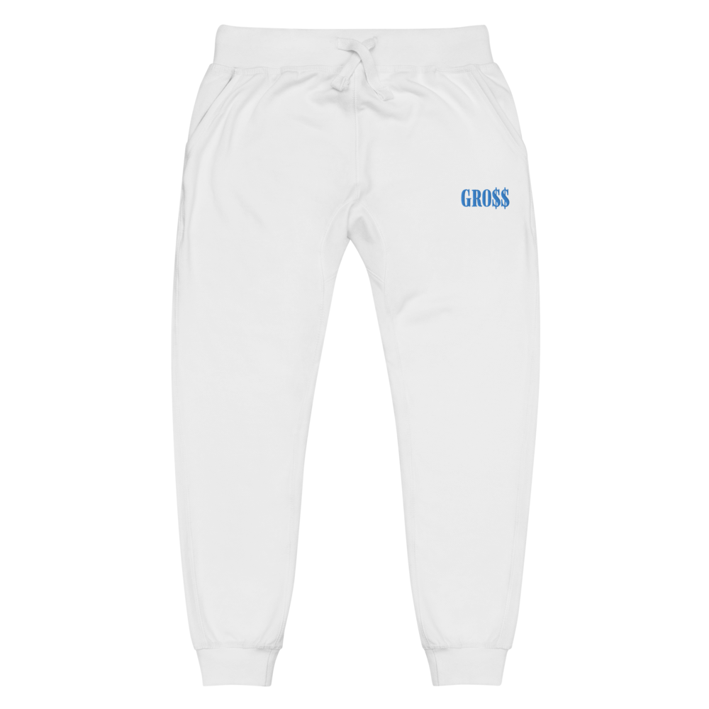 GRO$$ (BAE BLUE) Unisex fleece sweatpants (WHITE)