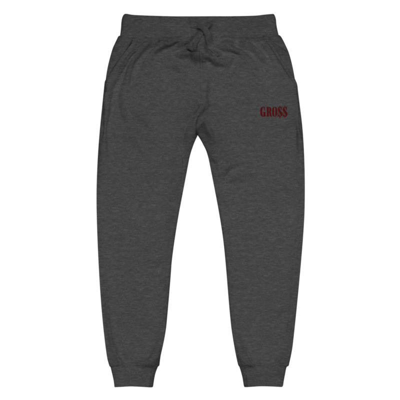 GRO$$ (MAROON) Unisex fleece sweatpants (CHARCOAL HEATHER GREY)