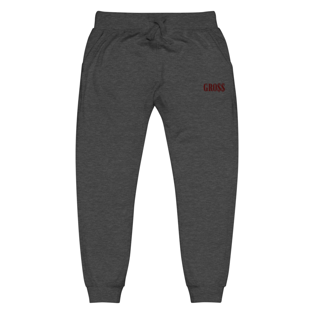 GRO$$ (MAROON) Unisex fleece sweatpants (CHARCOAL HEATHER GREY)