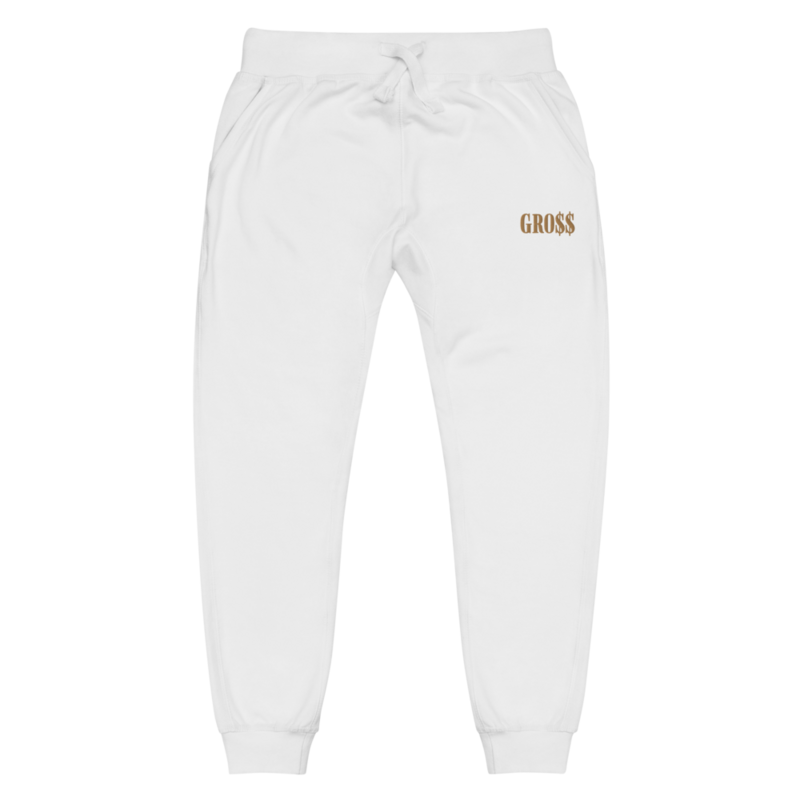 GRO$$ (OLD GOLD) Unisex fleece sweatpants (WHITE)
