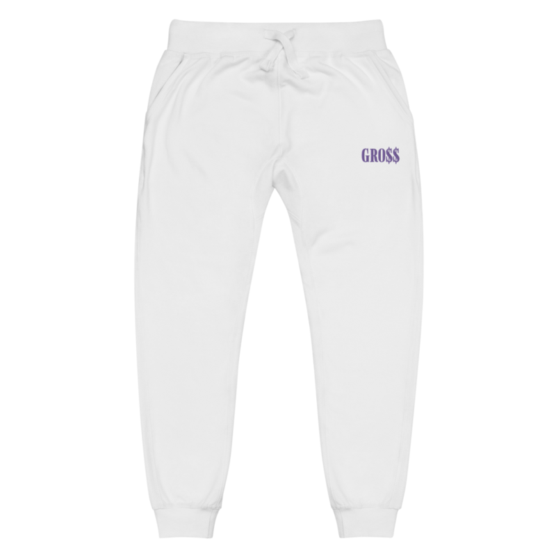 GRO$$ (LILAC PURPLE) Unisex fleece sweatpants (WHITE)