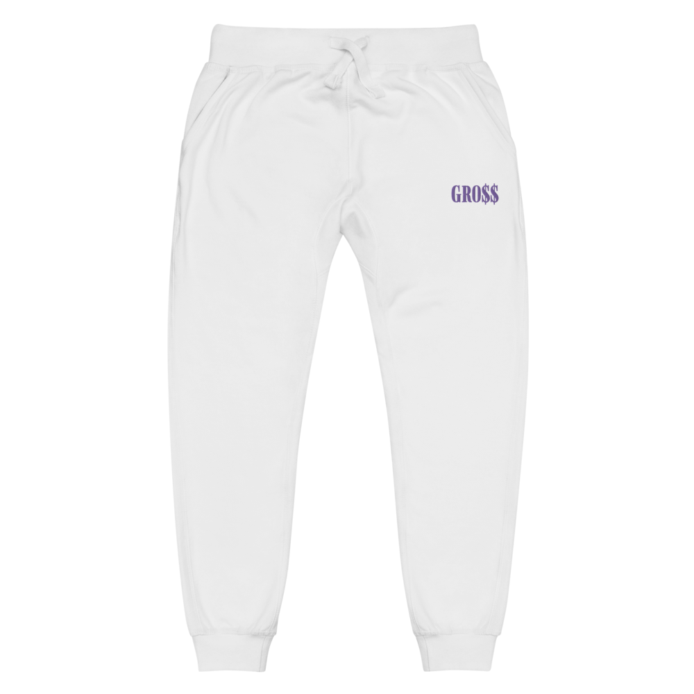 GRO$$ (LILAC PURPLE) Unisex fleece sweatpants (WHITE)