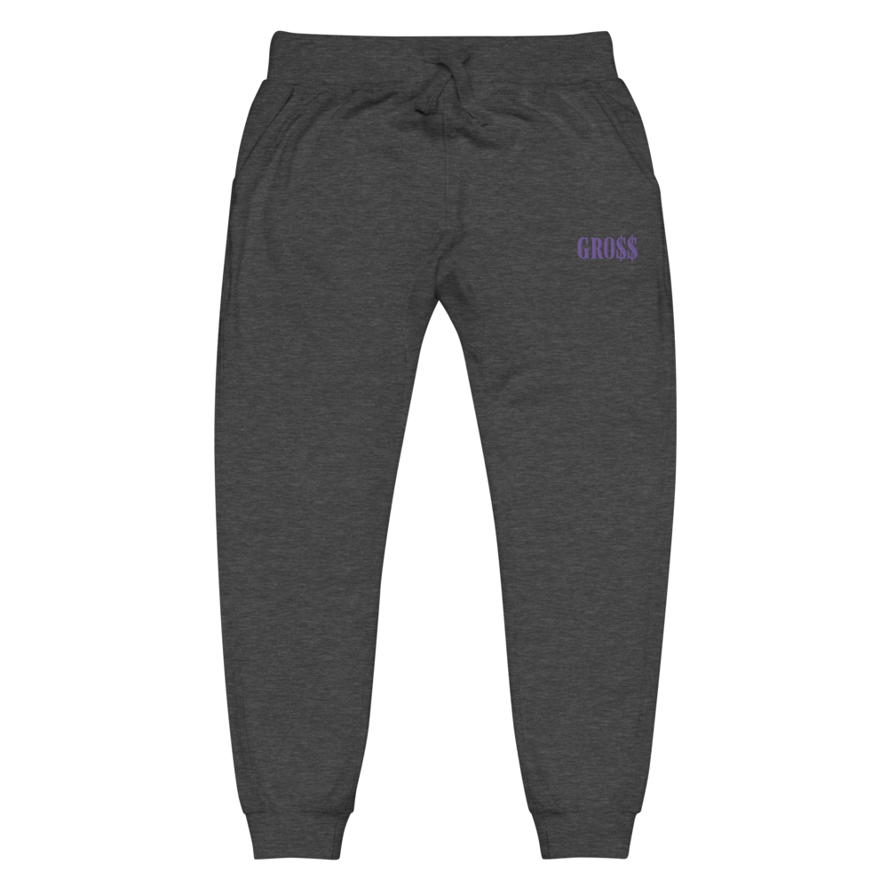 GRO$$ (LILAC PURPLE) Unisex fleece sweatpants (CHARCOAL HEATHER GREY)