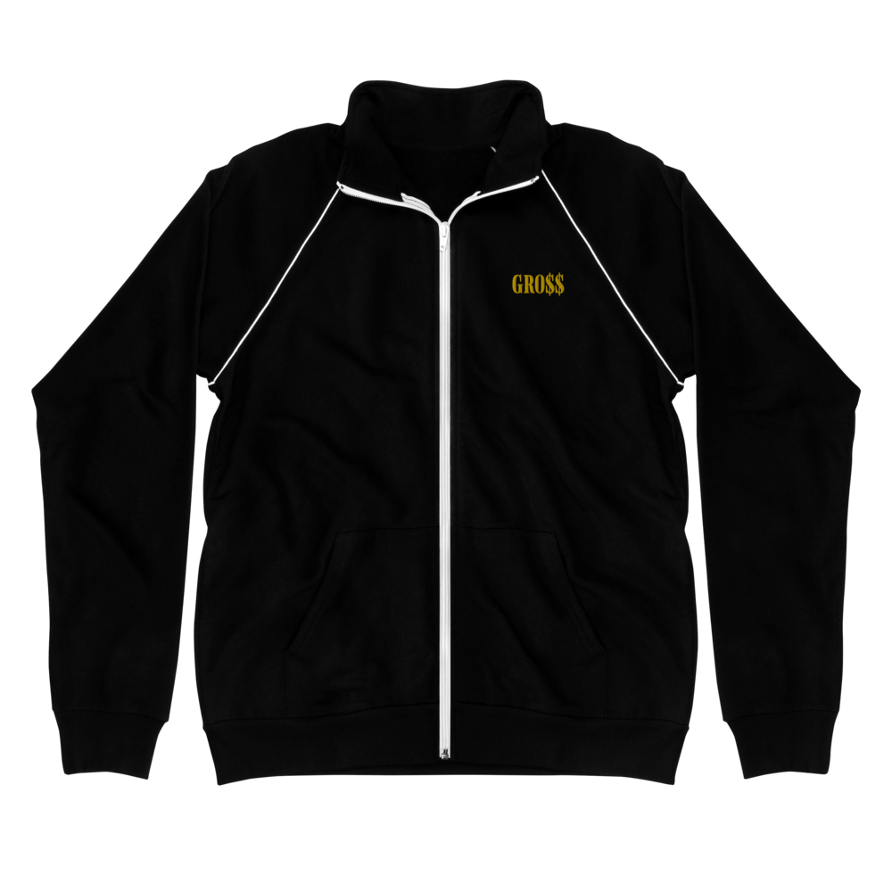 GRO$$ (YELLOW GOLD) Piped Fleece Jacket (BLACK/WHITE), Size: S