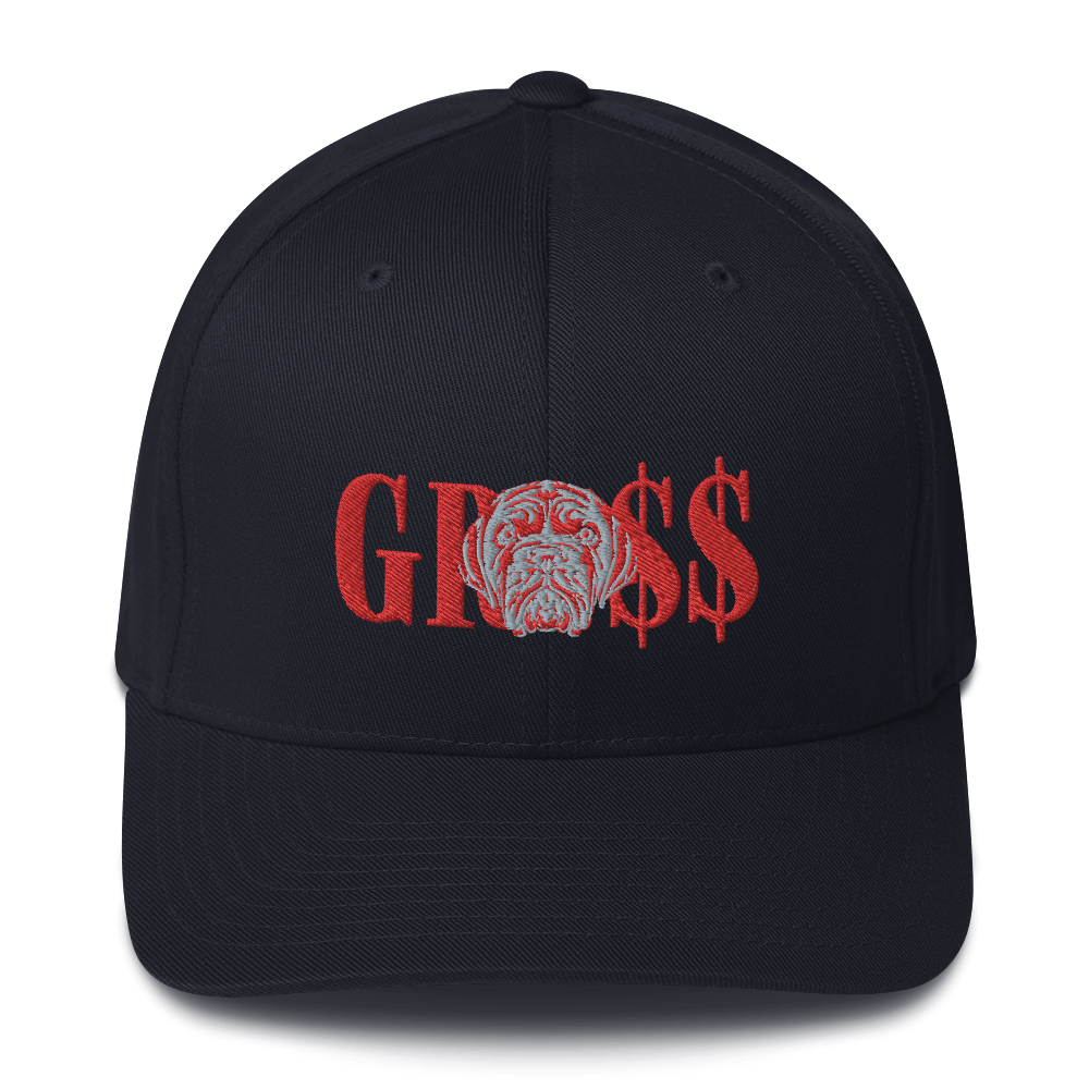 GRO$$ (RED)/LA LINEA NEGRA (RED/GREY) Structured Twill Cap (DARK NAVY BLUE)