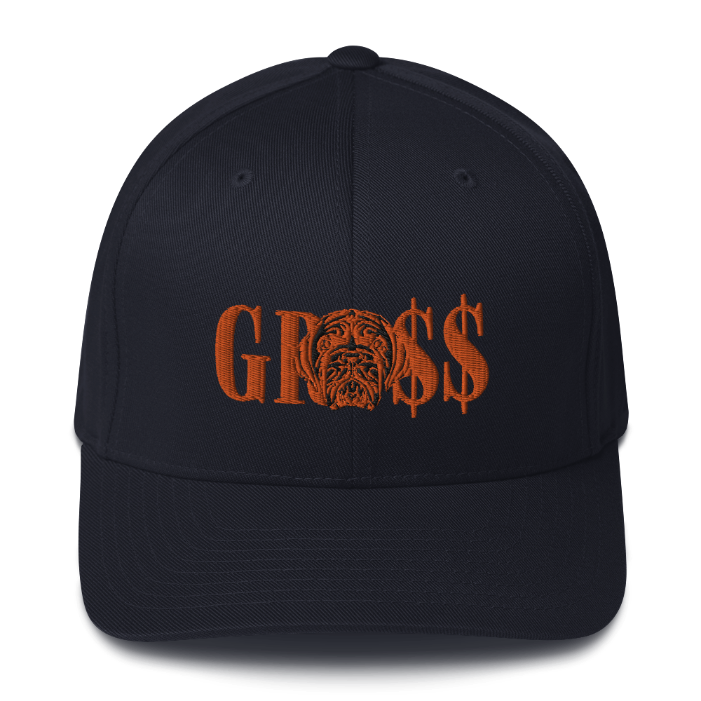 GRO$$ (ORANGE)/LA LINEA NEGRA (ORANGE/BLACK) Structured Twill Cap (DARK NAVY BLUE)