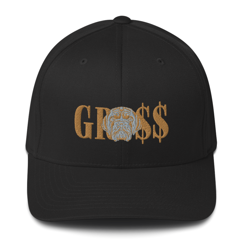GRO$$ (OLD GOLD)/LA LINEA NEGRA (OLD GOLD/GREY) Structured Twill Cap (BLACK)