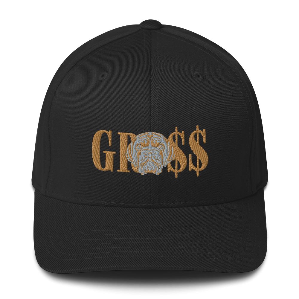 GRO$$ (OLD GOLD)/LA LINEA NEGRA (OLD GOLD/GREY) Structured Twill Cap (BLACK)
