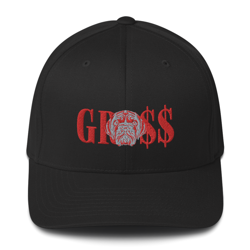 GRO$$ (RED)/LA LINEA NEGRA (RED/GREY) Structured Twill Cap (BLACK)
