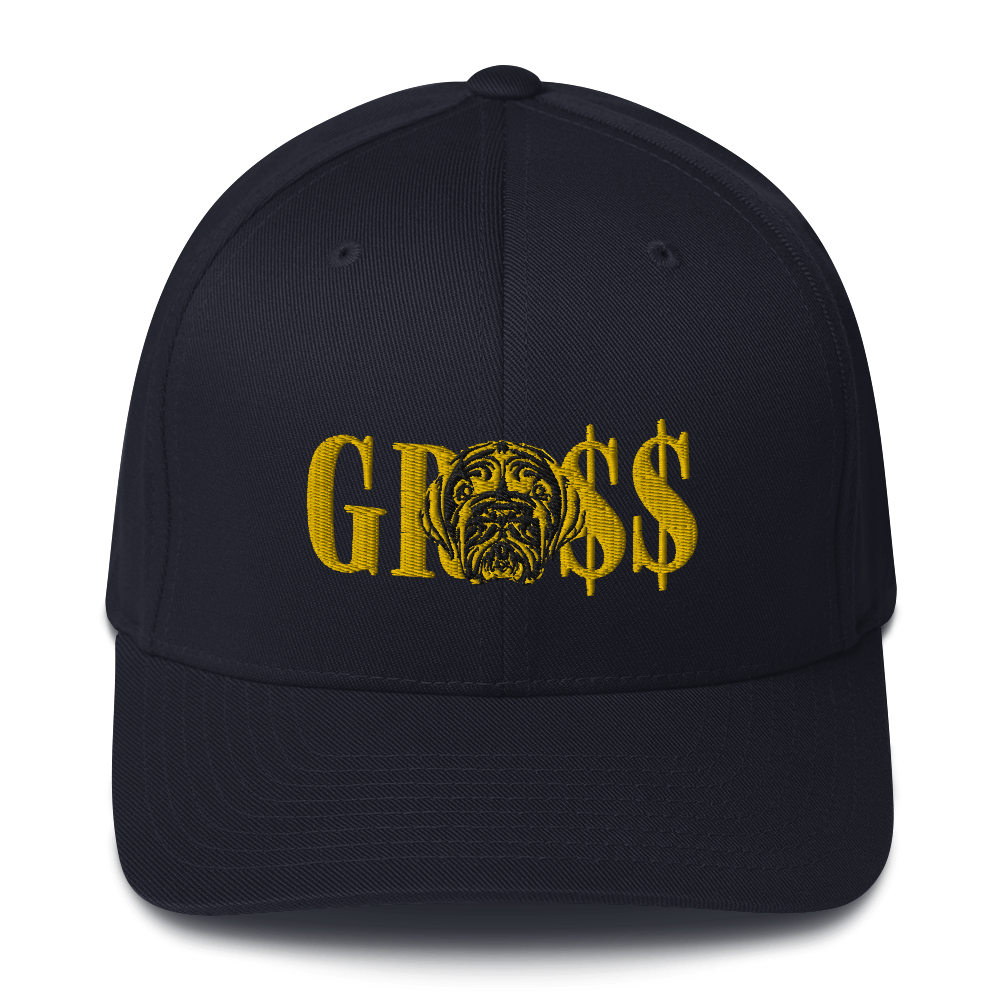 GRO$$ (YELLOW GOLD)/LA LINEA NEGRA (YELLOW GOLD/BLACK) Structured Twill Cap (DARK NAVY BLUE)