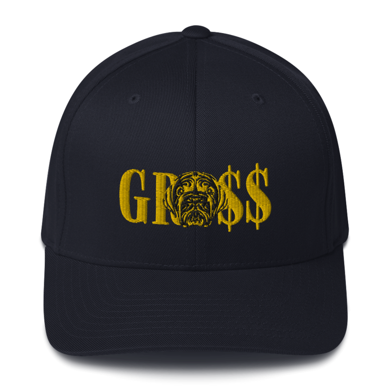 GRO$$ (YELLOW GOLD)/LA LINEA NEGRA (YELLOW GOLD/BLACK) Structured Twill Cap (DARK NAVY BLUE)