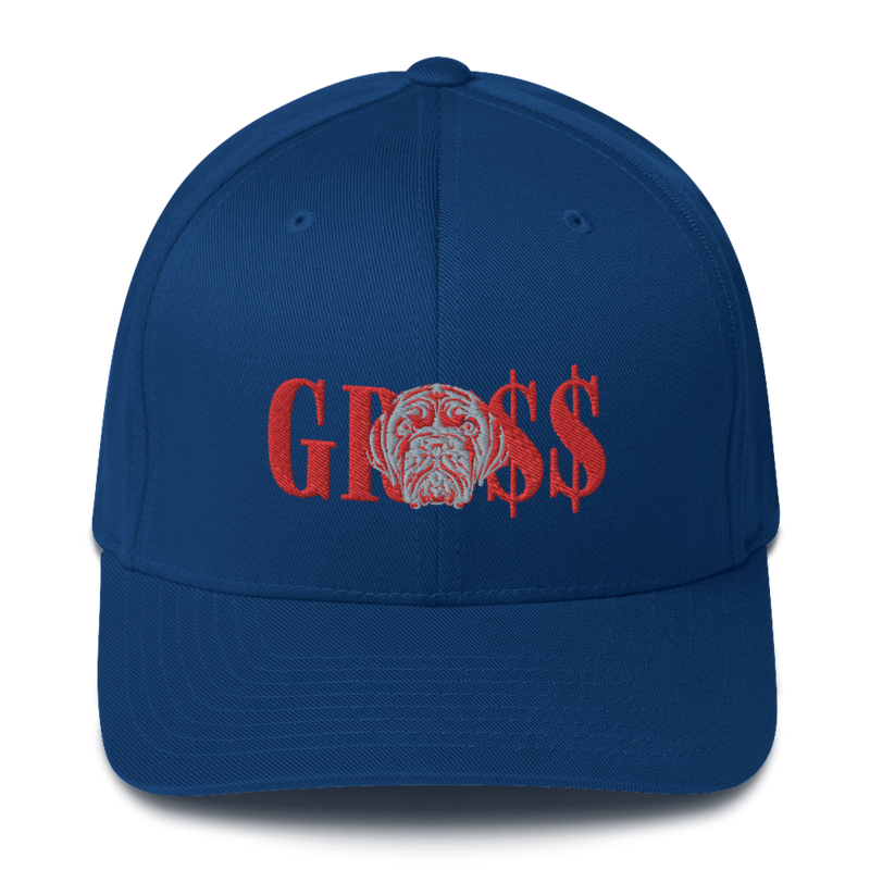 GRO$$ (RED)/LA LINEA NEGRA (RED/GREY) Structured Twill Cap (ROYAL BLUE)