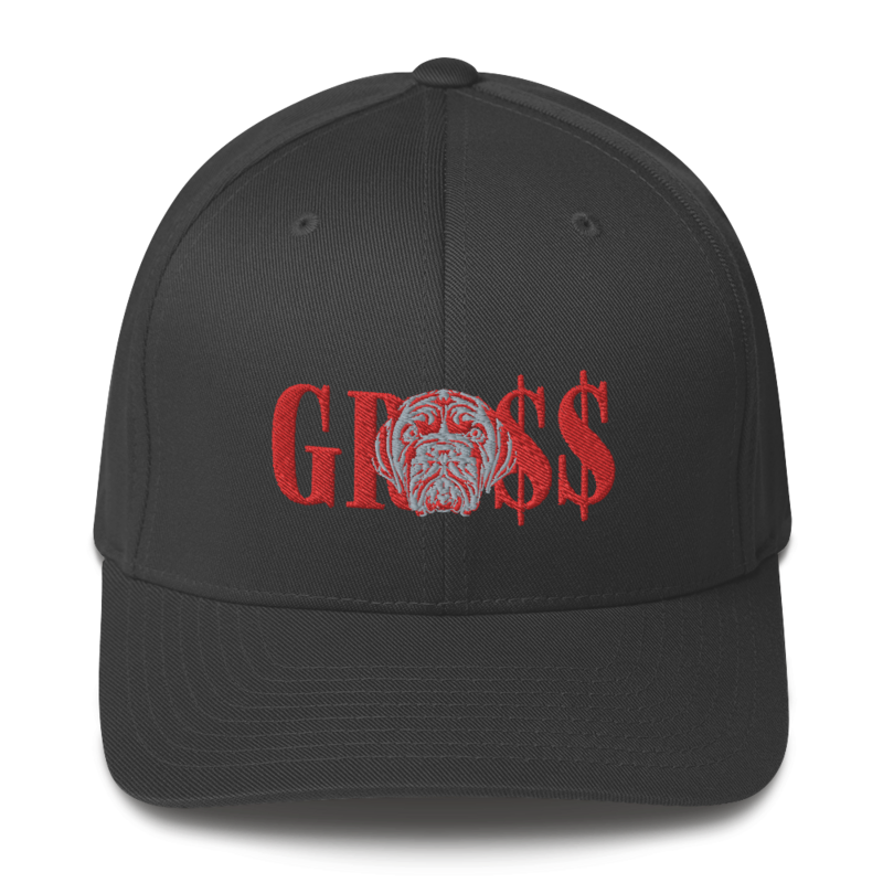 GRO$$ (RED)/LA LINEA NEGRA (RED/GREY) Structured Twill Cap (DARK GREY)