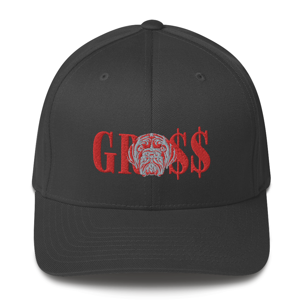 GRO$$ (RED)/LA LINEA NEGRA (RED/GREY) Structured Twill Cap (DARK GREY)