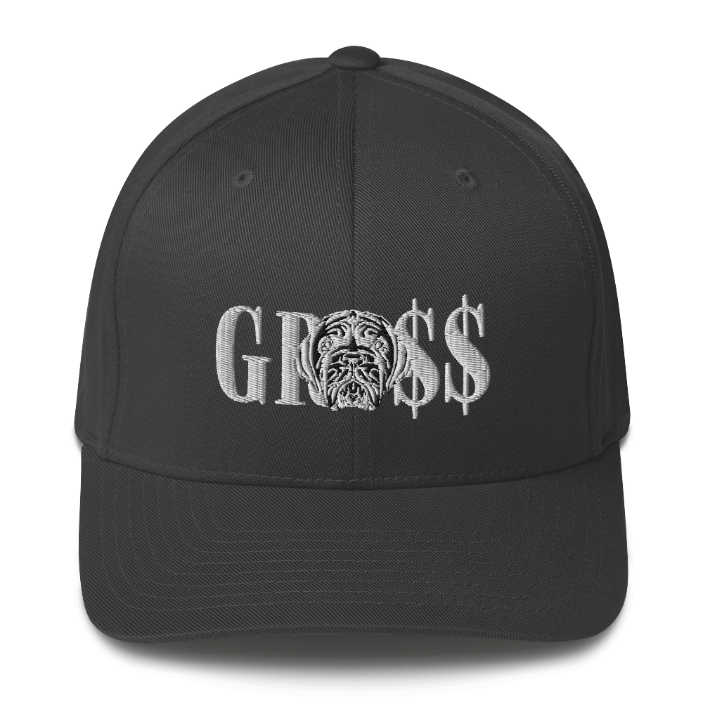 GRO$$ (WHITE)/LA LINEA NEGRA (WHITE/BLACK) Structured Twill Cap (DARK GREY)