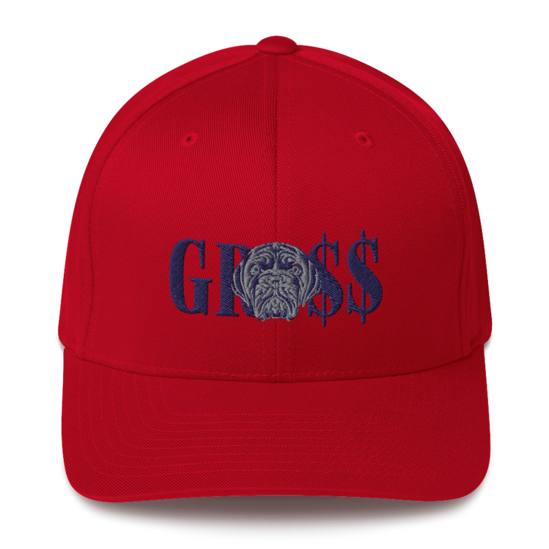 GRO$$ (NAVY BLUE)/LA LINEA NEGRA (NAVY BLUE/GREY) Structured Twill Cap (RED)