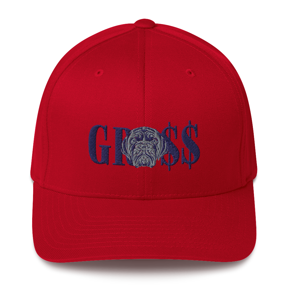 GRO$$ (NAVY BLUE)/LA LINEA NEGRA (NAVY BLUE/GREY) Structured Twill Cap (RED)