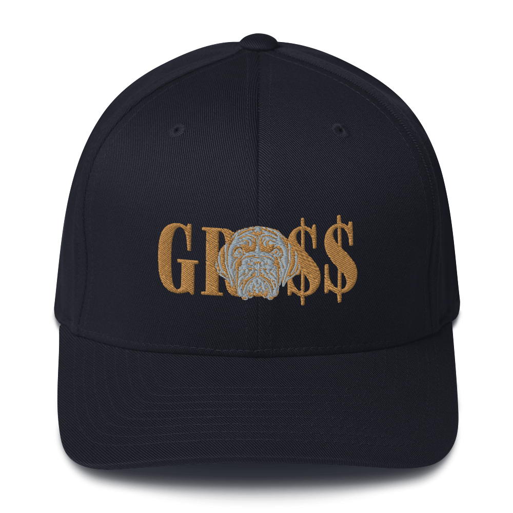 GRO$$ (OLD GOLD)/LA LINEA NEGRA (OLD GOLD/GREY) Structured Twill Cap (DARK NAVY BLUE)